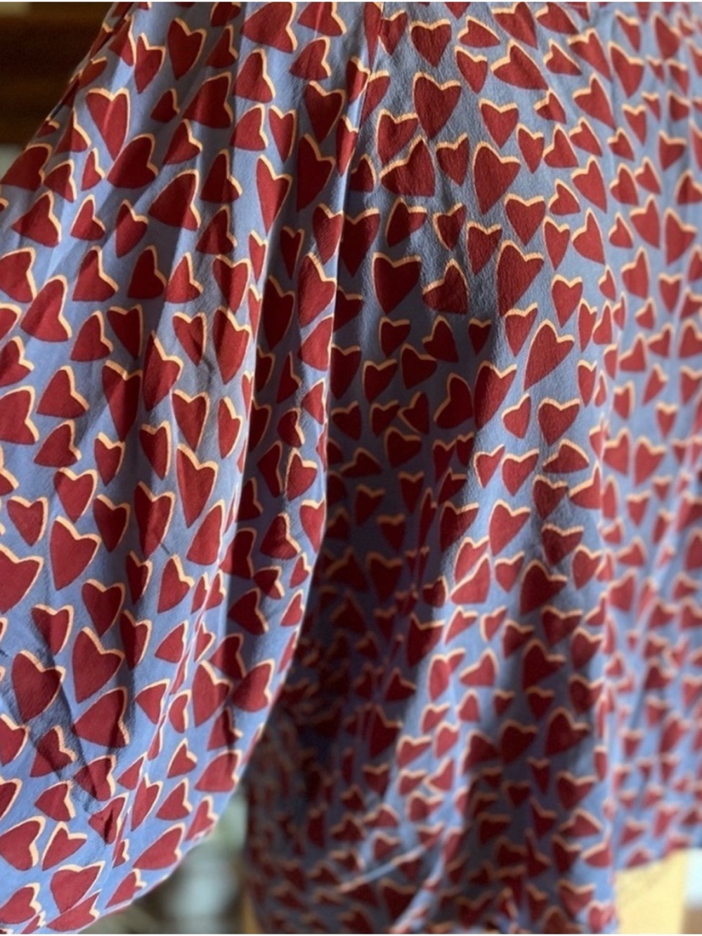 Anthropologie Blue Heart Print Blouse - Picture 7 of 8
